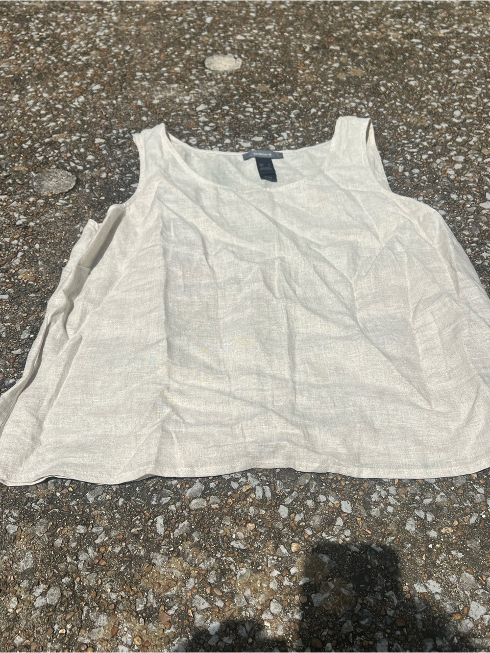 Liz Claiborne Cream Linen Neutral Tank Top Size Large Elevated Basic Layer Look